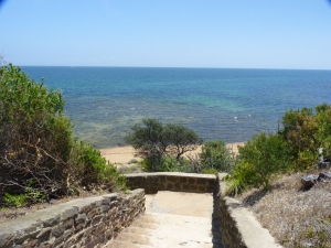 The steps leading down to the beach